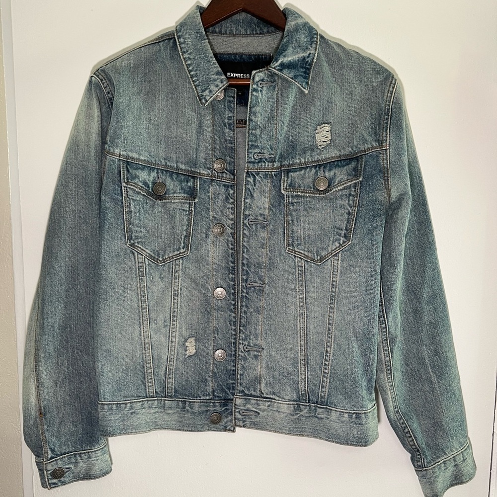 Express Distressed Denim Jacket